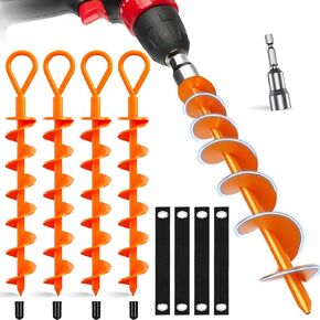 Ground Anchors Screw In -15" Mobile Home Anchors, Trampoline Stakes Anchors High Wind, Shed Anchors, Swing Set Anchors, Trampoline Anchors, Screw In Ground Anchors, Spiral Ground Anchors -2 Pcs