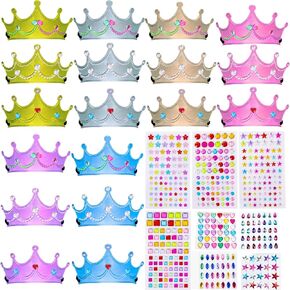 Cayton Foam Crowns ، 26pcs Paper Paper Party Hats ، تاج الورق مع ملصقات حجر الراين ، وعدد ملصقات ، وملصقات الورق للأطفال البالغين.