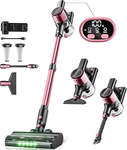 Cordless Vacuum Cleaner, 350W/30Kpa 8 in 1 Powerful Stick Vacuum, with Anti-Tangle Brush and Upgraded Green Light, 40mins Runtime Rechargeable Lightweight Vacuums for Hardwood Floor,Pet Hair in Saudi Arabia