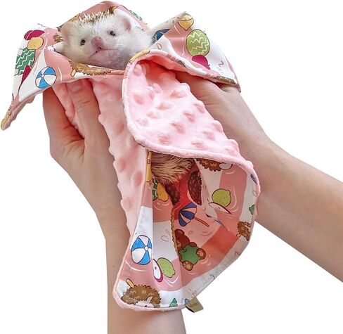 Pet Small Animal Bedding Fleece Cage Liner Fabric, 30 x 40 CM Blanket - Ideal for Guinea Pigs, Hedgehogs, Sugar Gliders - Reversible and Machine Washable (Pink) in Kuwait