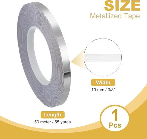 PATIKIL Metalized Polyester Film Tape 3/8 Inch x 55 Yards, Metallic Decor Tape Brushed Silver Adhesive Mirror Tape for Detailing Accent Wall Graphic Arts Boat Trim Walls in Saudi Arabia