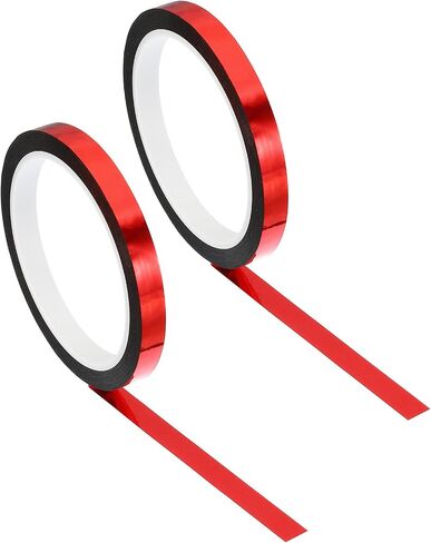 PATIKIL Metallic Tape 0.4 Inch x 55 Yards, 2 Pack Holographic Metalized Reflective Self Adhesive for DIY Art Craft Wrapping Wall Decoration, Red in Saudi Arabia