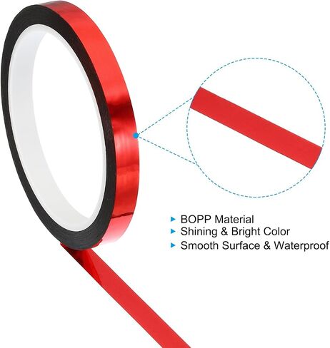 PATIKIL Metallic Tape 0.4 Inch x 55 Yards, 2 Pack Holographic Metalized Reflective Self Adhesive for DIY Art Craft Wrapping Wall Decoration, Red in Saudi Arabia