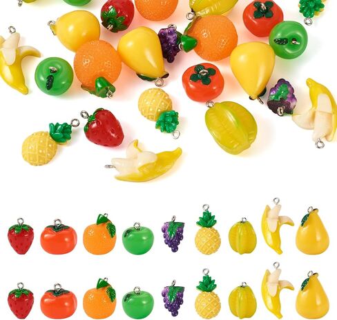 Craftdady Fruit Dangle Charms Pendants Cute Resin Food Pendants Apple Orange Pineapple Strawberry Pendants Lovely Vegetable Mushroom Charms for DIY Craft Earring Bracelet Necklace Jewelry Making in Kuwait