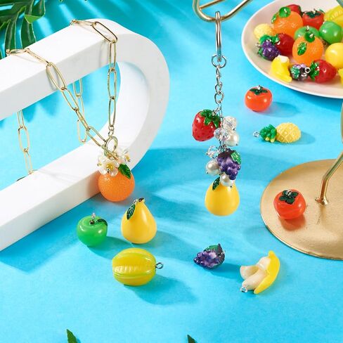 Craftdady Fruit Dangle Charms Pendants Cute Resin Food Pendants Apple Orange Pineapple Strawberry Pendants Lovely Vegetable Mushroom Charms for DIY Craft Earring Bracelet Necklace Jewelry Making in Kuwait