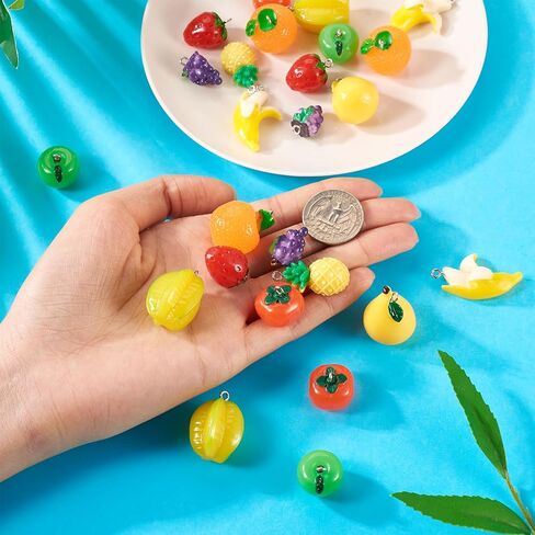 Craftdady Fruit Dangle Charms Pendants Cute Resin Food Pendants Apple Orange Pineapple Strawberry Pendants Lovely Vegetable Mushroom Charms for DIY Craft Earring Bracelet Necklace Jewelry Making in Kuwait