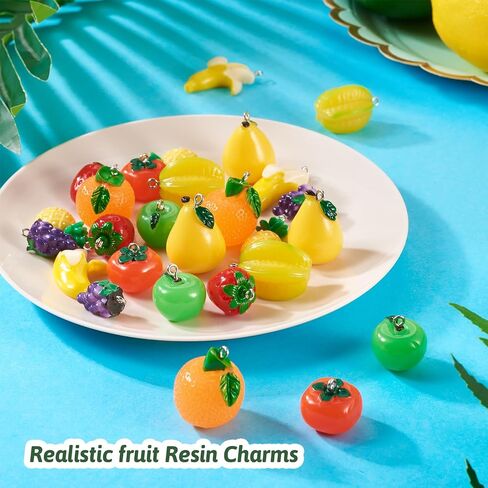Craftdady Fruit Dangle Charms Pendants Cute Resin Food Pendants Apple Orange Pineapple Strawberry Pendants Lovely Vegetable Mushroom Charms for DIY Craft Earring Bracelet Necklace Jewelry Making in Kuwait