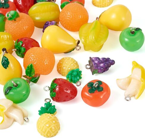Craftdady Fruit Dangle Charms Pendants Cute Resin Food Pendants Apple Orange Pineapple Strawberry Pendants Lovely Vegetable Mushroom Charms for DIY Craft Earring Bracelet Necklace Jewelry Making in Kuwait
