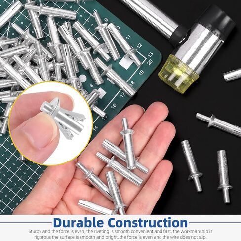 Glarks 100pcs M6.4 x 15MM/20MM/25MM/30MM Flat Countersunk Aluminum Core Rivets 4 Sizes Knock Type Expansion Aluminum Rivets with Pan Head Aluminum Core Rivets Hammer Drive Rivets in Saudi Arabia