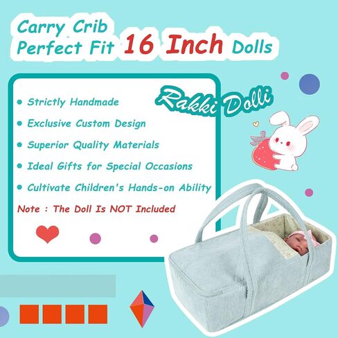 Doll Carrier Doll Carry COT CRIP مجموعة مع أواني التغذية التغذية وتغيير الملحقات 7 قطع ، تناسب 16 "دمى الفتاة الأمريكية in Kuwait