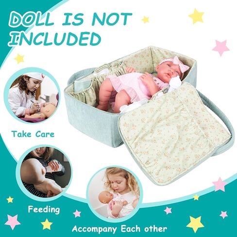 Doll Carrier Doll Carry COT CRIP مجموعة مع أواني التغذية التغذية وتغيير الملحقات 7 قطع ، تناسب 16 "دمى الفتاة الأمريكية in Kuwait