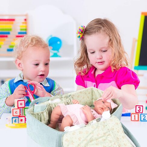 Doll Carrier Doll Carry COT CRIP مجموعة مع أواني التغذية التغذية وتغيير الملحقات 7 قطع ، تناسب 16 "دمى الفتاة الأمريكية in Kuwait
