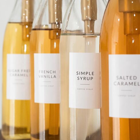 Coffee Bar Essentials Coffee Labels Stickers - 72 Coffee Syrup Labels Coffee Station Organizer - Coffee Labels for Coffee Bar Accessories Gifts Coffee Bar Organizer Coffee Essentials in Kuwait