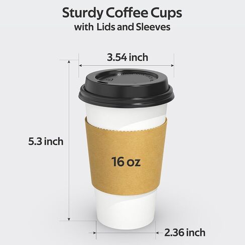 100 Pack 12 oz Disposable Coffee Cups with Lids and Sleeves, Sturdy Thick Paper & Leak-free Insulated to Go Coffee Cups with Lids, Paper Hot Coffee Cups with Sip Lids for Hot & Cold Beverage in Kuwait