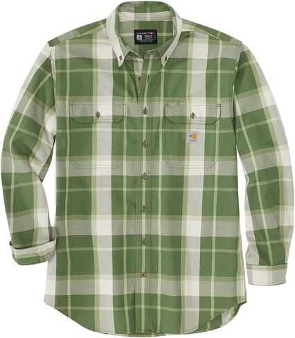 Carhartt mens Flame-resistant Force Rugged Flex Original Fit Twill Long-sleeve Plaid (Big & Tall) work utility shirts, Steel Blue, Large Tall US in Saudi Arabia