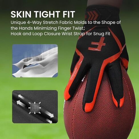 Football Gloves Youth Adult Pro 3.0 Upgrade Ultra Stick Palm Receivers Flexible Silicone High Grip Receiver Glove for Kids Boys Men Women in Saudi Arabia