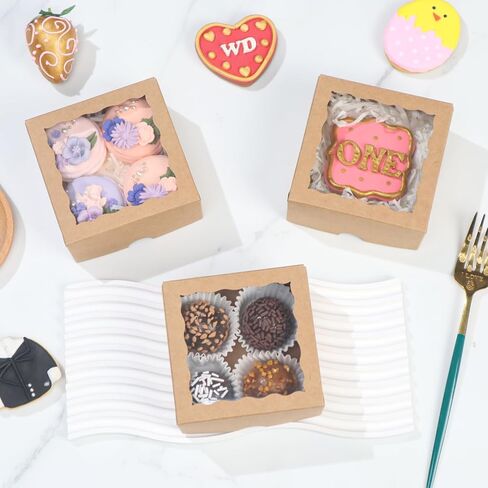 40 Pack White Bakery Boxes 4x4x2 Inches Cookies Boxes Mini Bundt Cake Boxes Pie Boxes Cinnamon Roll Treat Boxes Chocolate Truffle Boxes Party Wedding Favor in Saudi Arabia