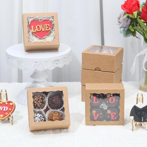 40 Pack White Bakery Boxes 4x4x2 Inches Cookies Boxes Mini Bundt Cake Boxes Pie Boxes Cinnamon Roll Treat Boxes Chocolate Truffle Boxes Party Wedding Favor in Saudi Arabia