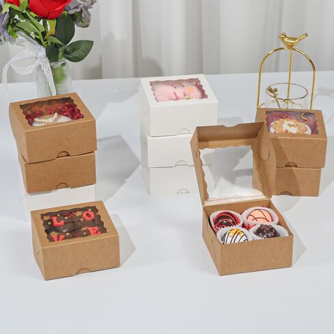40 Pack White Bakery Boxes 4x4x2 Inches Cookies Boxes Mini Bundt Cake Boxes Pie Boxes Cinnamon Roll Treat Boxes Chocolate Truffle Boxes Party Wedding Favor in Saudi Arabia