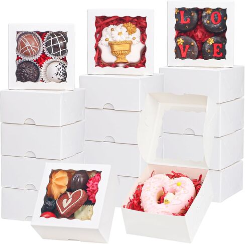 40 Pack White Bakery Boxes 4x4x2 Inches Cookies Boxes Mini Bundt Cake Boxes Pie Boxes Cinnamon Roll Treat Boxes Chocolate Truffle Boxes Party Wedding Favor in Saudi Arabia