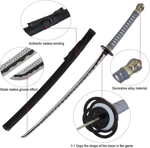 Bowen Elden Ring Sword Rivers of Blood Katana Sword Carbon Steel 41inches Hand Forged moonveil Samurai Sword Real Metal 1:1 Replica Elden Ring Game Weapon Cosplay Prop Collection Gift for Men in Saudi Arabia