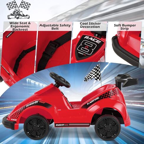 HONEY JOY Electric Go Kart, 6V Battery Powered Ride On Racing Car w/Remote Control, Safety Belt, Slow Start, Music, 4 Wheeler Electric Vehicle for Kids, Gift for Boys Girls (Pink) in Kuwait