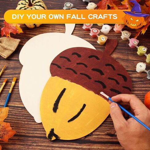 12 Pcs Wooden Acorn Cutouts - Unfinished Wooden Acorn Shape Cutouts - Blank Wood Slices - Thanksgiving Signs & Ornaments for DIY Door Hanger Craft & Autumn Party Home Decorations, 11.81 x 8.27 Inch in Saudi Arabia