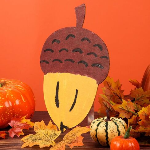 12 Pcs Wooden Acorn Cutouts - Unfinished Wooden Acorn Shape Cutouts - Blank Wood Slices - Thanksgiving Signs & Ornaments for DIY Door Hanger Craft & Autumn Party Home Decorations, 11.81 x 8.27 Inch in Saudi Arabia