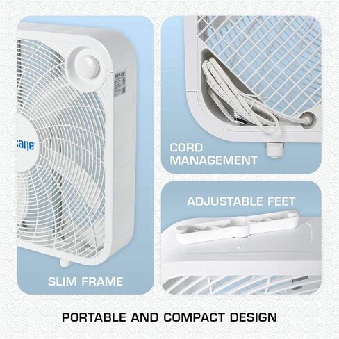 Hurricane Floor Box Fan, 3 Speed Powerful and Quiet Room Cooling, Classic, 20" in Saudi Arabia