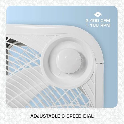 Hurricane Floor Box Fan, 3 Speed Powerful and Quiet Room Cooling, Classic, 20" in Saudi Arabia