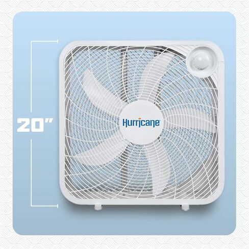 Hurricane Floor Box Fan, 3 Speed Powerful and Quiet Room Cooling, Classic, 20" in Saudi Arabia