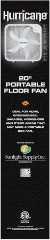 Hurricane Floor Box Fan, 3 Speed Powerful and Quiet Room Cooling, Classic, 20" in Saudi Arabia