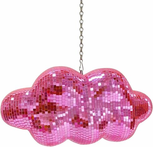 Disco Ball Cloud Shaped, Cute Disco Hanging Party Mirror Ball Decor with Chain, Retro Light Reflective Disco Ball for Party Home Decor, Disco Mirror Ball Ornaments, Silver in Saudi Arabia