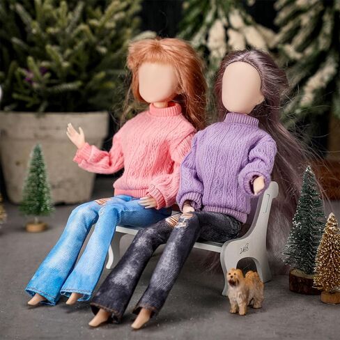 Bencailor 8 Pieces 11.5 Inch Doll Clothes and Accessories Sweaters Denim Pant Outfit Clothing for 11.5 Inch Doll(Round Neck Sweater) in Kuwait