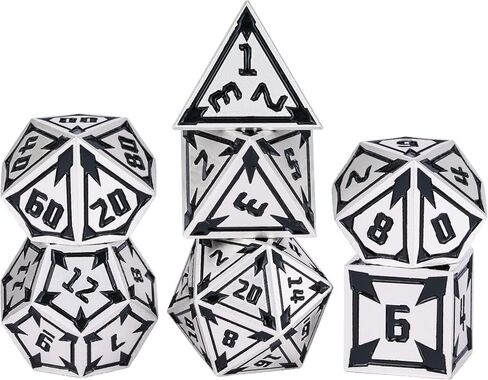 مجموعة DND Metal DND Metal Udixi RPG ، 7pcs polyhedral dice set d & d مجموعة rpg فريدة من نوعها ، مع صندوق هدايا معدنية ، لألعاب الأدوار وألعاب الأدوار Dragons ولعبة الطاولة (Silver) in Kuwait