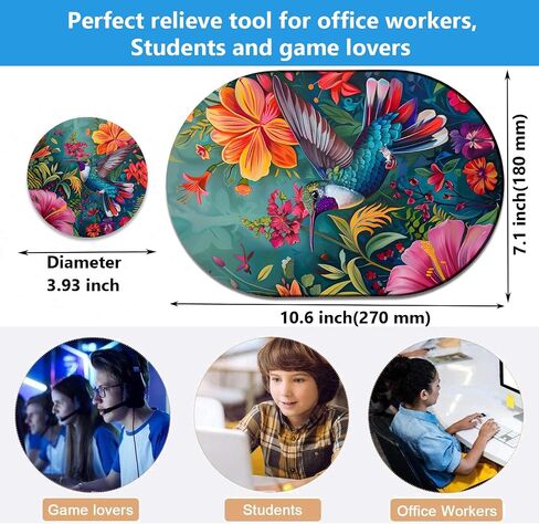 Smooth Surface Gaming Mousepad and Coaster Set, Beautifully Patterned Non-Slip Rubber Mousepad Suitable for Office and Home Mousepads, Flowers and Hummingbirds in Saudi Arabia