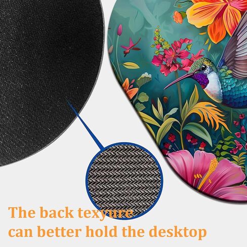 Smooth Surface Gaming Mousepad and Coaster Set, Beautifully Patterned Non-Slip Rubber Mousepad Suitable for Office and Home Mousepads, Flowers and Hummingbirds in Saudi Arabia