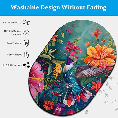 Smooth Surface Gaming Mousepad and Coaster Set, Beautifully Patterned Non-Slip Rubber Mousepad Suitable for Office and Home Mousepads, Flowers and Hummingbirds in Saudi Arabia