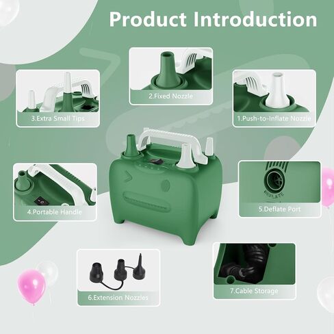 OWill Balloon Pump Electric, Multipurpose Balloon Inflator Electric Air Pump, Portable Dual Nozzle Balloons Air Pump Electric 600W Blow Machine for Party Decoration in Saudi Arabia