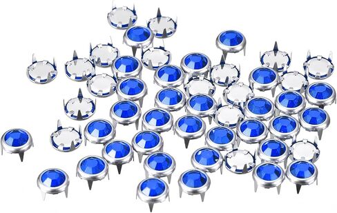 uxcell 100Pcs Rhinestone Stud Refills, 8mm Dazzling 4 Claw Nailhead Studs Embellishments Decorative Rivets for DIY Leather Craft Clothes Bag Belt (Dark Blue) in Kuwait