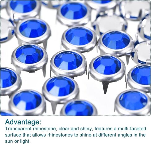 uxcell 100Pcs Rhinestone Stud Refills, 8mm Dazzling 4 Claw Nailhead Studs Embellishments Decorative Rivets for DIY Leather Craft Clothes Bag Belt (Dark Blue) in Kuwait