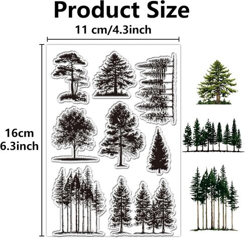CRASPIRE Trees Clear Stamps Nature Forest Woods Silicone Stamp PVC Reusable Vintage Background Postmark Transparent Rubber Stamp Seals for Journaling Card Making Decor DIY Scrapbooking Supplies in Saudi Arabia