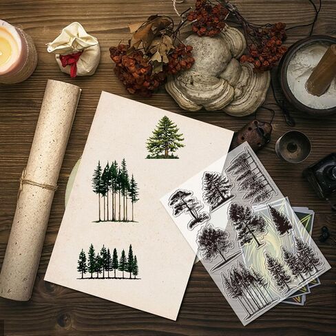 CRASPIRE Trees Clear Stamps Nature Forest Woods Silicone Stamp PVC Reusable Vintage Background Postmark Transparent Rubber Stamp Seals for Journaling Card Making Decor DIY Scrapbooking Supplies in Saudi Arabia