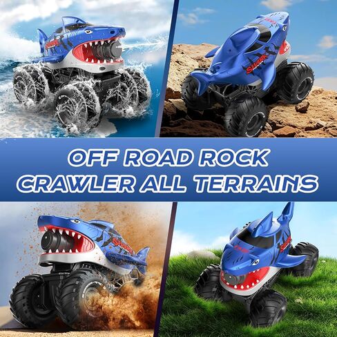 MUYOLO Amphibious Remote Control Car- 2.4GHz Shooting Waterproof RC Monster Truck, 4WD All-terrian Off-Road Water Tank Pool Toy Outdoor Summer Gifts for Kids Boys/Girls Age 6+ in Kuwait