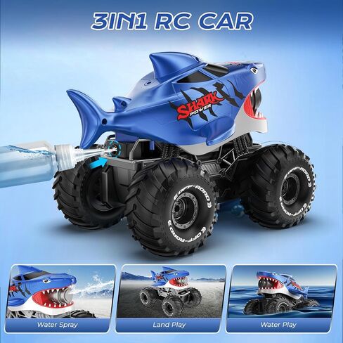 MUYOLO Amphibious Remote Control Car- 2.4GHz Shooting Waterproof RC Monster Truck, 4WD All-terrian Off-Road Water Tank Pool Toy Outdoor Summer Gifts for Kids Boys/Girls Age 6+ in Kuwait
