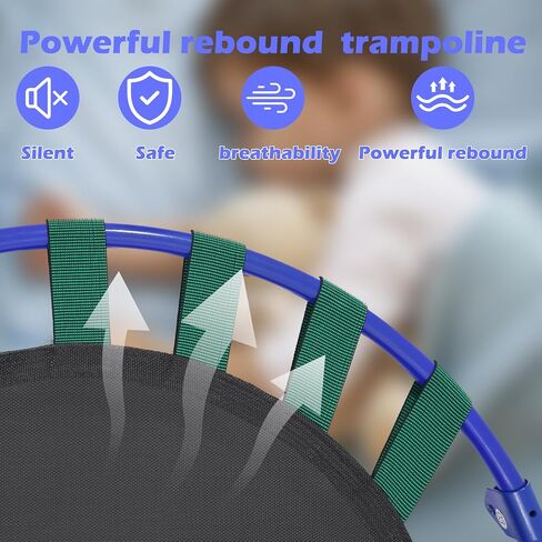 36 Inch Kids Trampolin Mini Trampoline with Handle Indoor Outdoor Use Foldable Trampoline with Safty Padded Cover for 3-9 Boys Girls in Saudi Arabia