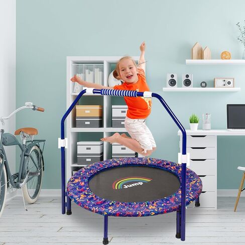 36 Inch Kids Trampolin Mini Trampoline with Handle Indoor Outdoor Use Foldable Trampoline with Safty Padded Cover for 3-9 Boys Girls in Saudi Arabia