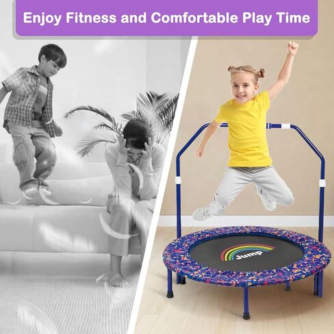 36 Inch Kids Trampolin Mini Trampoline with Handle Indoor Outdoor Use Foldable Trampoline with Safty Padded Cover for 3-9 Boys Girls in Saudi Arabia