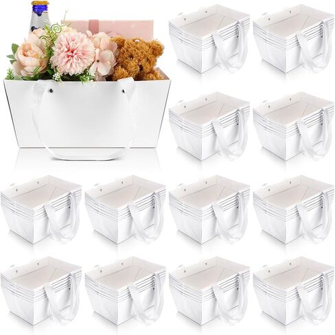 Glenmal 72 Pcs Baskets for Gifts Waterproof Empty Kraft Basket Bulk with Handles 9.8 x 6.5 x 4.3'' Gift Basket Empty to Fill for Wedding Party Christmas Valentines(Orange) in Kuwait
