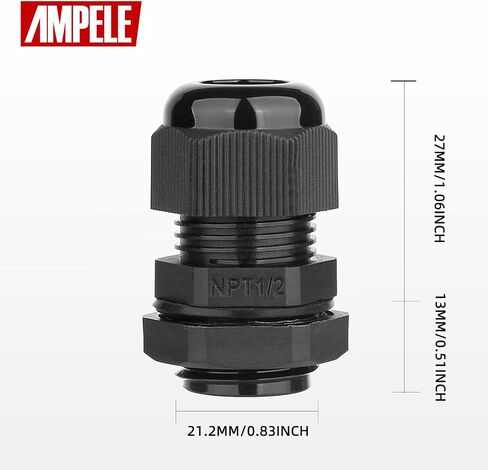 Cable Gland 20 Pack 3-25mm Waterproof Adjustable 1/4'', 3/8'', 1/2'', 3/4'', 1'' NPT Cable Gland Joints with Gaskets (Each 4 Pack, 20 Pack) in Saudi Arabia